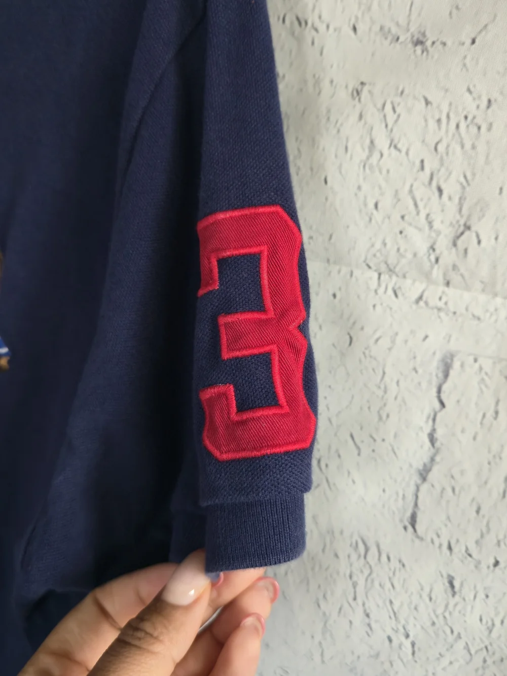 Polo Ralph Lauren Triple Pony Navy Blue Custom Fit Polo Top